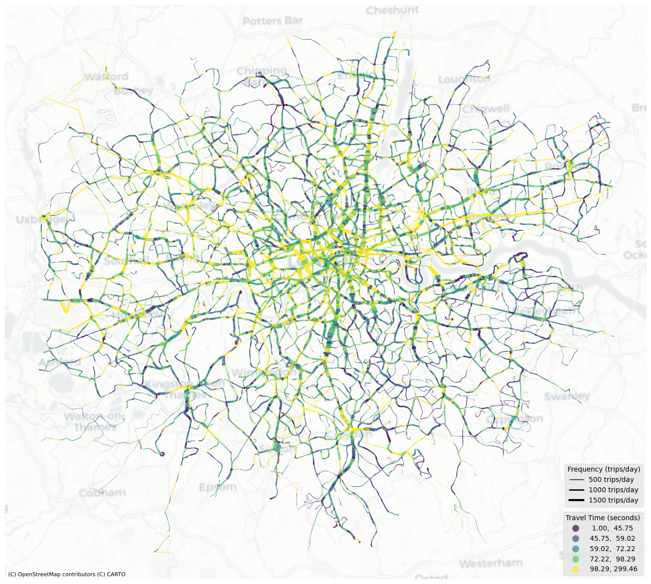 A bus transportation graph in London